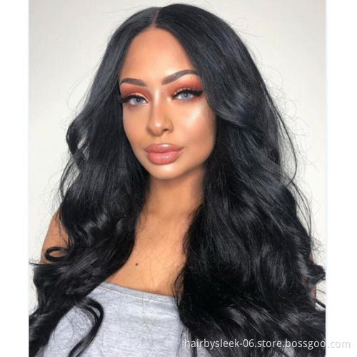 Rebecca Fashion 360 Degree Lace Frontal Wigs 100% Body Wave Human Hair Wigs For Black Women 150% Density Natural Black Color